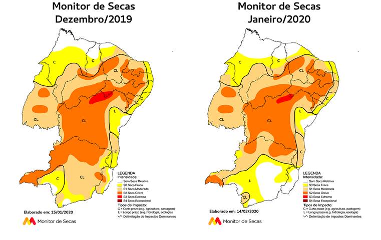 Monitor de Secas aponta mudanças no quadro da seca em Pernambuco em janeiro
