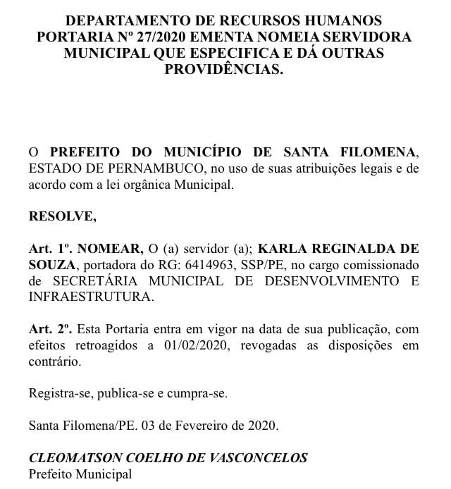 Portaria Karla reginalda