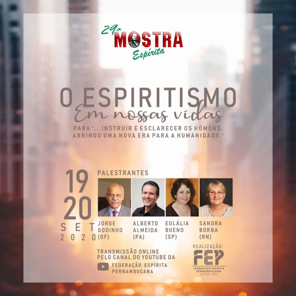 Com o tema "O Espiritismo em nossas vidas", a FEP promove sua 29ª Mostra Espírita