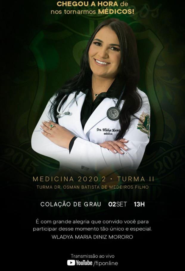 Colação de grau de Wládya Mororó será transmitida ao vivo, hoje as 13h: participe