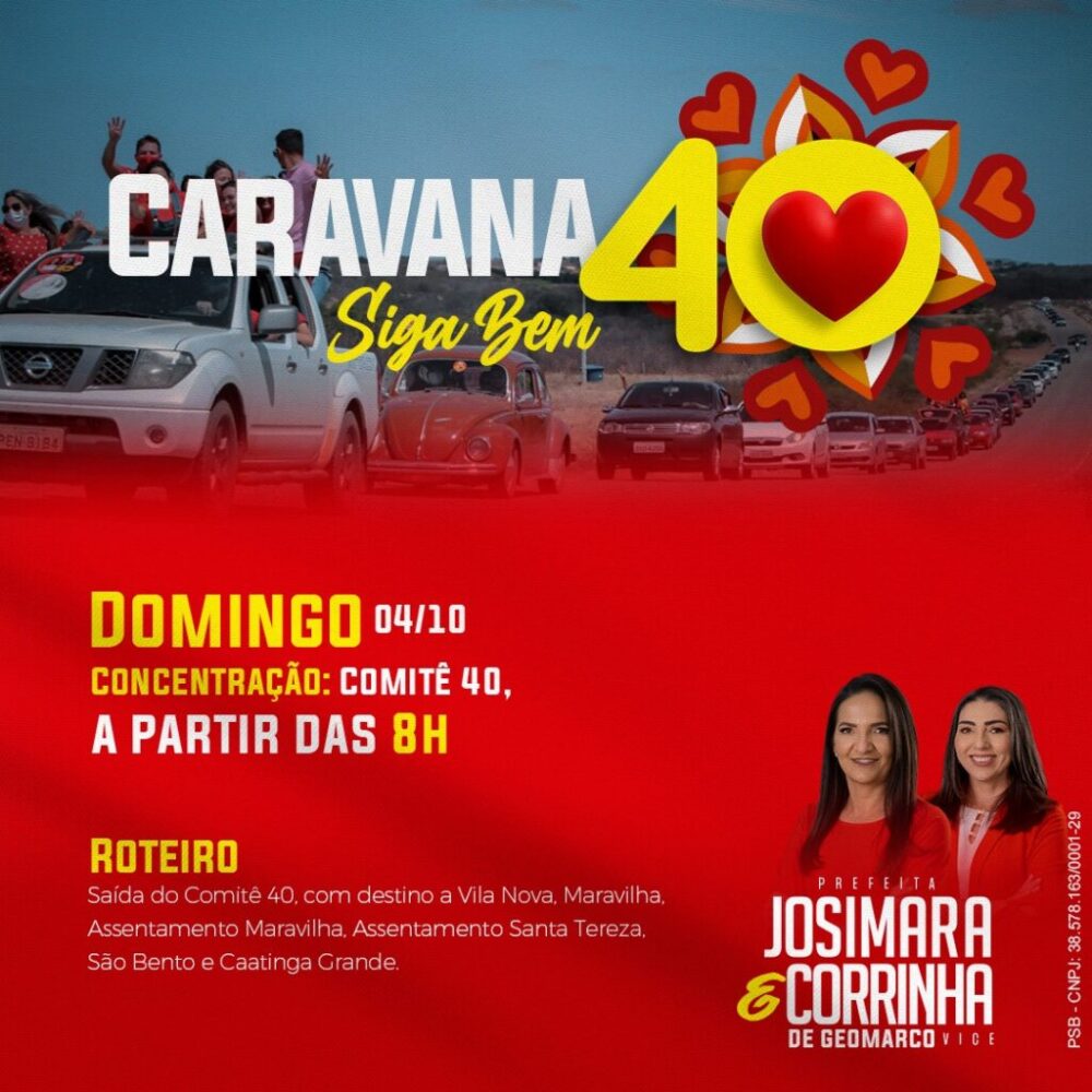Josimara e Corrinha realizam 2ª Caravana Siga Bem 40 neste domingo (4) em Dormentes