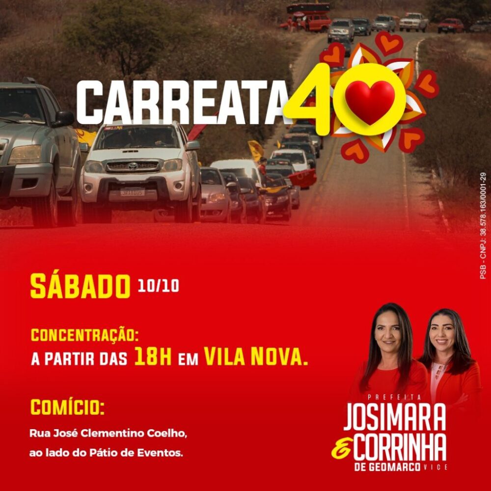 Josimara e Corrinha lideram Carreata 40 pelas ruas de Dormentes neste sábado