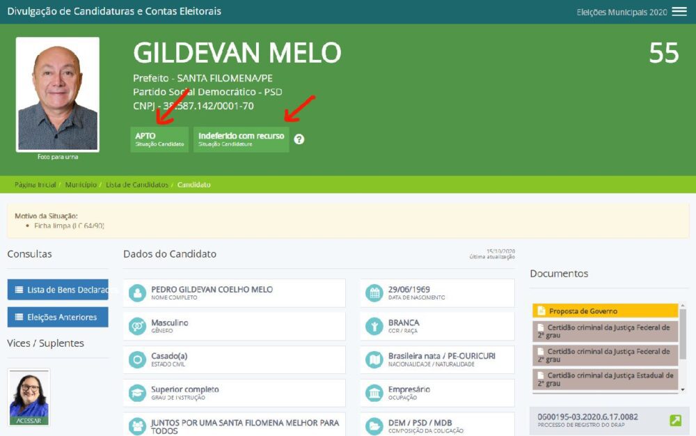 Candidato a prefeito Gildevan está apto a concorrer às eleições no sistema do TSE