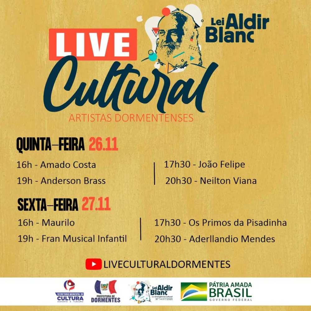 Para fortalecer os artistas locais Prefeitura de Dormentes realiza novas edições da Live Cultural