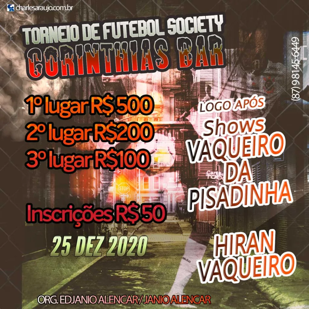 Corinthians Bar realizará 1º Torneio de Futebol Society na Serra do Inácio