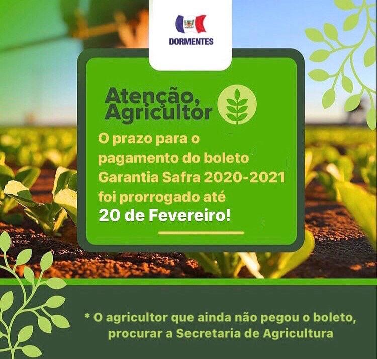 Prazo para pagamento do Garantia-Safra 2020/2021 é prorrogado para agricultores de Dormentes 2 ARTE PRORROGA GARANTIA SAFRA