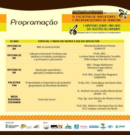 IF Sertão – PE Campus Ouricuri promove IV Encontro de Apicultores e Meliponicultores de Ouricuri e o I Simpósio Sobre Abelhas do Sertão do Araripe 2 b373afff a7d2 4edb bcbf a253bff79367 e1621605783680