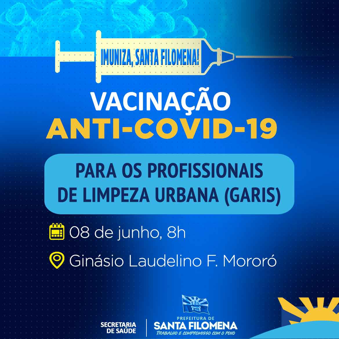 Prefeitura de Santa Filomena prioriza vacina anti-Covid-19 para profissionais de limpeza urbana (garis)
