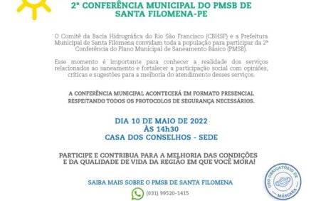 Convite – 2ª Conferência Presencial do PMSB de Santa Filomena;…