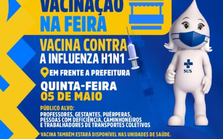 Secretaria de Saúde de Santa Filomena realiza vacinação na feira contra Influenza, quinta 5 de maio
