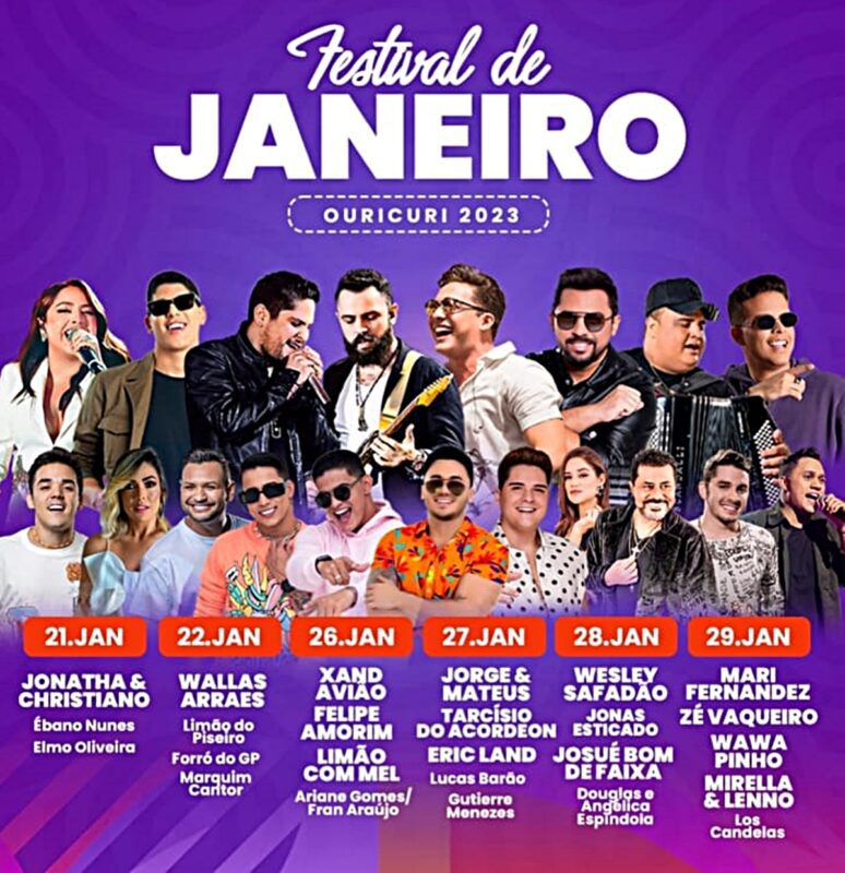 Prefeitura de Ouricuri divulga as atrações do festival de janeiro 2023 2 CONFIRA AS ATRACOES DO FESTIVAL DE JANEIRO EM OURICURI