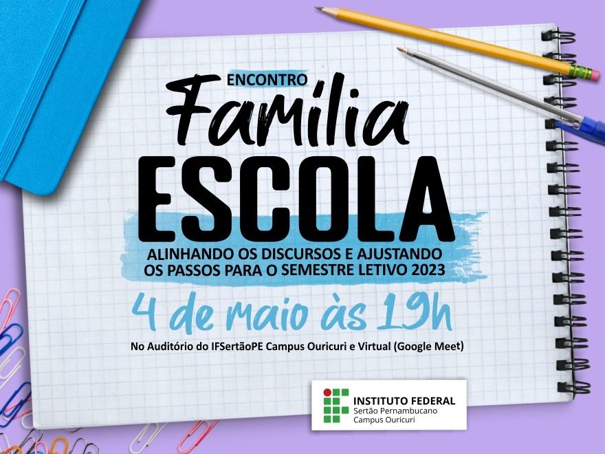Encontro Família e Escola ocorrerá na próxima quinta-feira (04/05)