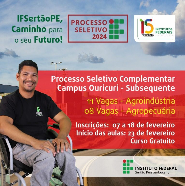 Campus Ouricuri do IFSertão–PE lança processo seletivo complementar para os cursos técnicos na modalidade Subsequente em Agropecuária e Agroindústria 2 967fbd05 195d 4448 8810 bbd7c6c1463e