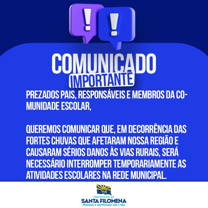 Suspensão temporária das aulas em Santa Filomena devido a chuvas intensas 2 73aab0a7 b239 49ef a002 b02c36a9c951