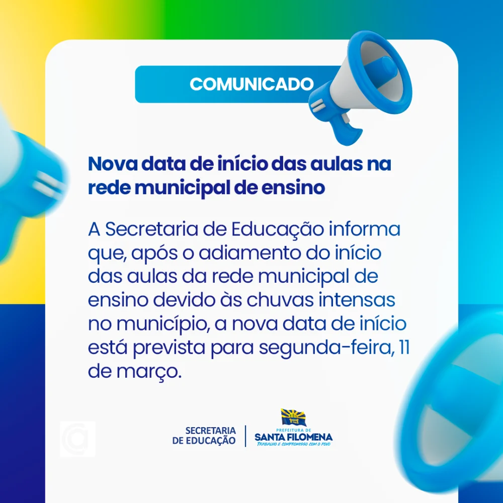 Nova data de início das aulas na rede municipal de ensino em Santa Filomena (PE)