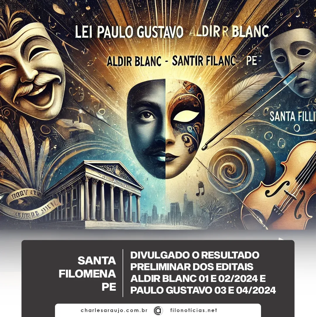 A Prefeitura de Santa Filomena-PE divulgou o resultado preliminar do Edital 01/2024, referente à Política Nacional Aldir Blanc de Fomento. O edital visa apoiar e fomentar iniciativas culturais no município. As propostas classificadas foram divulgadas e estão organizadas conforme suas respectivas categorias. Interessados podem consultar no site filonoticias.net , a lista completa dos projetos selecionados.