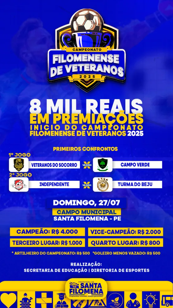 Campeonato Filomenense de Veteranos 2025 começa neste domingo (27)